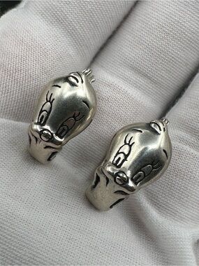 Looney Tunes Tweety Bird Vintage Sterling Silver Hoop Earrings–Pierced-1990's